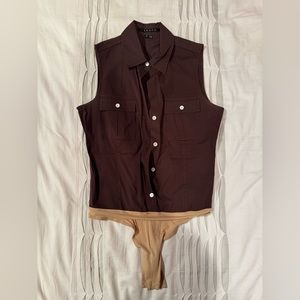 Theory Sleevless Button Down Bodysuit